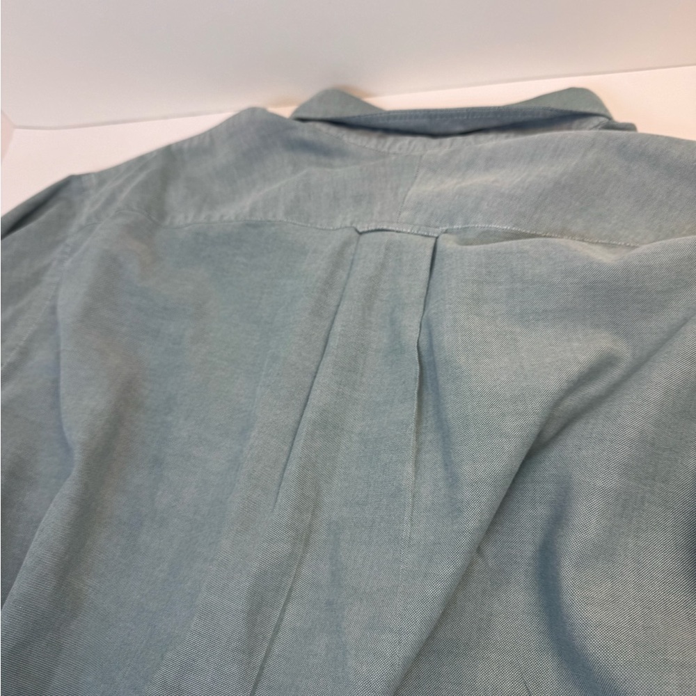 Lands' End Shirt Mens XXL Tall‎ Blue Micro Checked Long Sleeved Button-Down - Picture 8 of 8